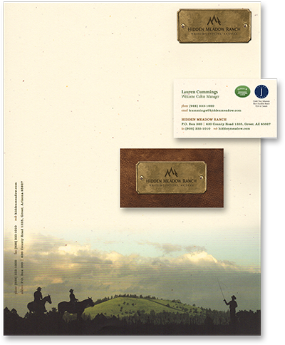 Hidden Meadow Ranch award winning stationery design