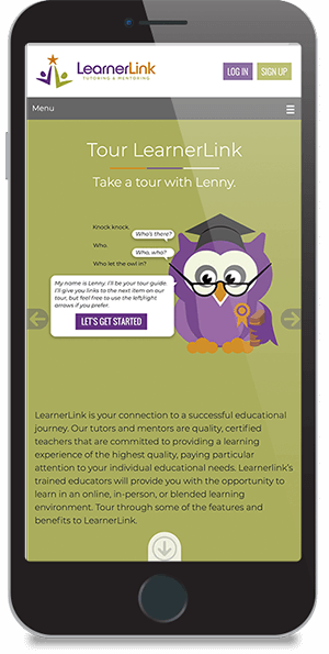 LearnerLink website, mobile version
