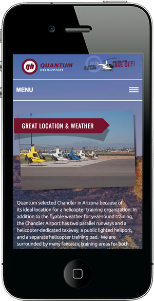 Quantum Helicopters mobile website design